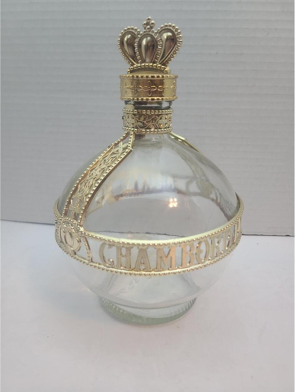 Chambord Liqueur Royale Deluxe Decanter Empty Bottle Gold Accents Collectible